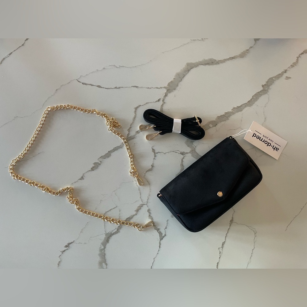 NWTs ah•dorned suede crossbody purse